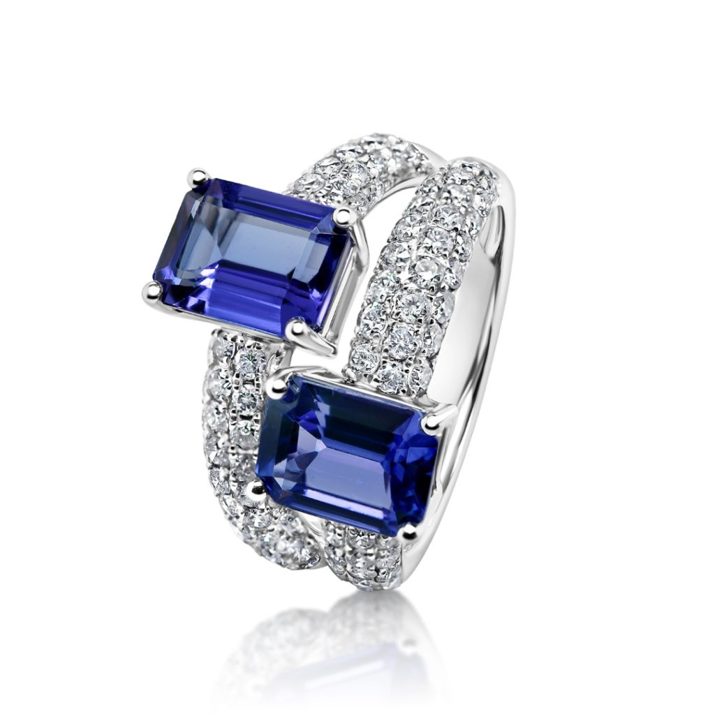 inele aur alb 18k diamante tanzanite TA1059 2