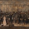 Eustatiu Stoenescu Concert la Ateneu dirijat de George Enescu ulei pe lemn 495 x 955 cm 1946 colectie privata