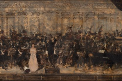 Eustatiu Stoenescu Concert la Ateneu dirijat de George Enescu ulei pe lemn 495 x 955 cm 1946 colectie privata